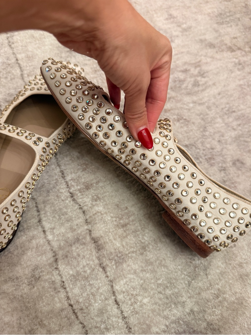 Sam Edelman Ivory Rhinestone Mary Jane Flats - Picture 9 of 10